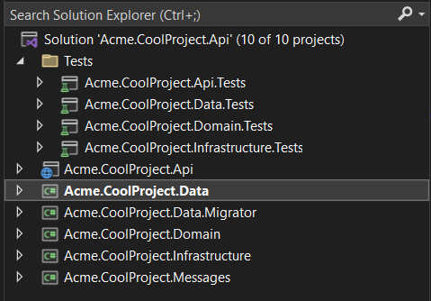 Project list in Visual Studio
