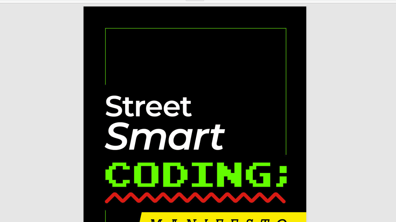 Scrolling through the first pages of Street-Smart Coding Manifesto